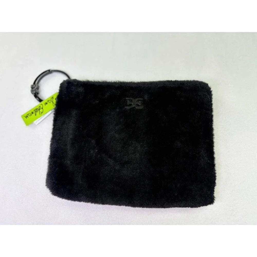 Sam Edelman‎ Mavis Organizer Fur Clutch Handbag Wristlet Black NWT
